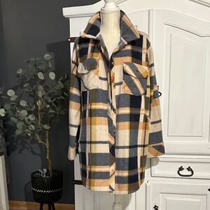 Thread & Supply Plaid Utility Jacket - Black, Cream, Tan